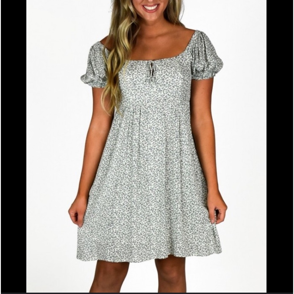 Sage green floral sun dress